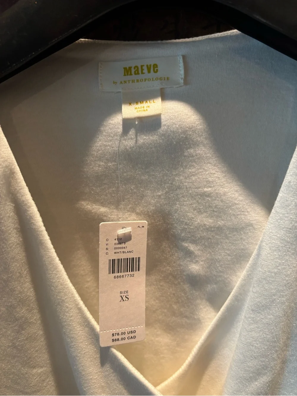 Maeve by Anthropologie White Puff-Sleeve Wrap Front Top